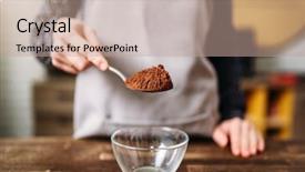  Presentation with spoon - Cool new PPT theme with holds spoon with chocolate powder backdrop and a coral colored foreground