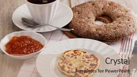  Presentation with coffee cup - Presentation design with hole bread and a cup background and a  colored foreground