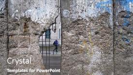  Presentation with berlin wall - Presentation design featuring hole-in-broken-berlin-wall background and a gray colored foreground