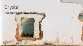  Presentation with brick - Cool new PPT theme with hole-in-ruined-brick-building backdrop and a light gray colored foreground