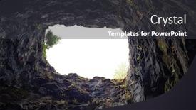  Presentation with cave - Cool new slide deck with hole in the rocky cave inside from bottom to top upwards backdrop and a dark gray colored foreground
