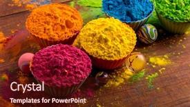  Presentation with holi - Slide set featuring rangoli - holi color powder organic gulal background and a wine colored foreground