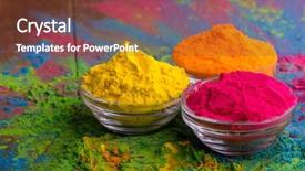  Presentation with pigment - Cool new slide deck with rangoli - holi color powder organic gulal backdrop and a tawny brown colored foreground