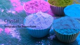  Presentation with color powder - Slides enhanced with holi-color-powder-organic-gulal background and a light blue colored foreground