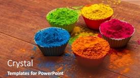  Presentation with color orange - Slide deck consisting of holi-color-powder-organic-gulal background and a tawny brown colored foreground