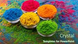  Presentation with pigment - Colorful PPT theme enhanced with holi-color-powder-organic-gulal backdrop and a tawny brown colored foreground