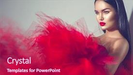  Presentation with girl model - PPT layouts having holiday - beautiful high fashion woman background and a crimson colored foreground