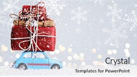  Presentation with new year - Audience pleasing presentation consisting of holiday - blue retro toy car delivering backdrop and a sky blue colored foreground