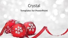  Presentation with christmas balls disco ball - Colorful PPT theme enhanced with holiday - christmas balls with ribbon backdrop and a white colored foreground