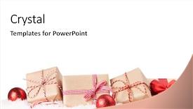 Presentation with white snow - PPT layouts having holiday - christmas gift boxes and decor background and a white colored foreground