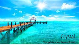  Presentation with mexico cancun - Presentation design with holiday - exotic paradise travel tourism background and a teal colored foreground