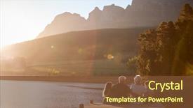  Presentation with grandparents - PPT theme enhanced with holiday - grandchildren with grandparents sitting background and a tawny brown colored foreground