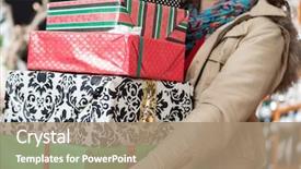  Presentation with gifts - PPT theme consisting of holiday - midsection of young woman carrying background and a coral colored foreground