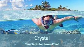 Presentation with tropical holiday - Presentation design with holiday - young woman at snorkeling background and a ocean colored foreground