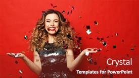  Presentation with confetti - PPT theme having holiday-and-party-concept-beautiful background and a tawny brown colored foreground