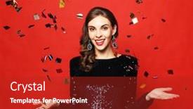  Presentation with confetti - Audience pleasing slide set consisting of holiday-and-party-concept-beautiful backdrop and a crimson colored foreground