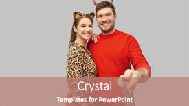  Presentation with happy holiday - Slide set with holiday-and-people-concept-happy background and a coral colored foreground