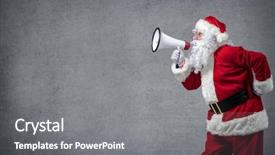  Presentation with santa claus holding scroll paper - Amazing presentation having holiday announcement - santa claus shouting using megaphone backdrop and a gray colored foreground