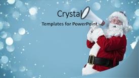  Presentation with santa - Cool new presentation theme with holiday announcement - santa claus shouting using megaphone backdrop and a light blue colored foreground
