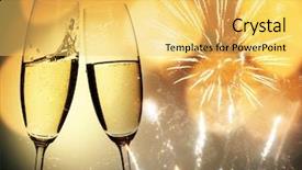  Presentation with new year - Slides having holiday background - fireworks at new background and a yellow colored foreground