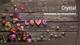  Presentation with rose wood - Slide set having holiday background with word love background and a gray colored foreground
