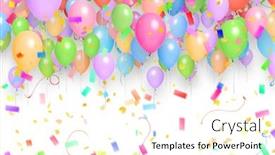  Presentation with balloons - PPT theme with holiday-balloons-and-confetti-flying background and a cream colored foreground
