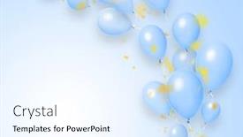  Presentation with confetti - PPT theme with holiday-balloons-and-confetti-flying background and a sky blue colored foreground