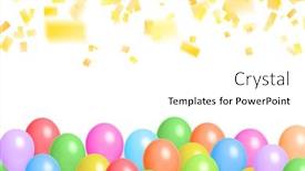  Presentation with confetti - Audience pleasing PPT theme consisting of holiday-balloons-and-confetti-flying backdrop and a cream colored foreground