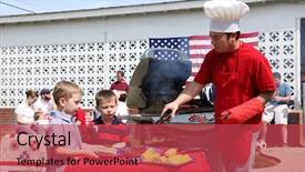  Presentation with holiday bbq - Amazing slide deck having holiday bbq - man cooking at a 4th backdrop and a red colored foreground