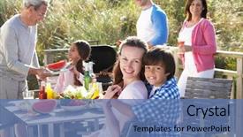  Presentation with multi - Cool new slides with holiday bbq - multi generation family having outdoor backdrop and a teal colored foreground