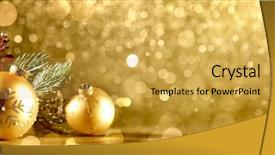  Presentation with golden christmas - Colorful slide deck enhanced with holiday border - christmas balls on golden background backdrop and a  colored foreground
