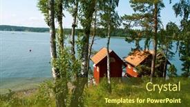  Presentation with cabin - Cool new theme with holiday-cabin-on-waterfront-stockholm backdrop and a tawny brown colored foreground