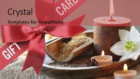  Presentation with concept illustration of customer service - PPT theme enhanced with holiday celebration concept spa service background and a red colored foreground