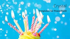  Presentation with party candles - Audience pleasing slide deck consisting of holiday-celebration-greeting-and-party backdrop and a cyan colored foreground