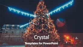  Presentation with christmas tree - Theme with holiday christmas tree decorating background and a tawny brown colored foreground