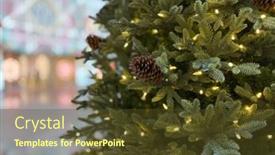 Presentation with christmas tree - Beautiful PPT theme featuring holiday-christmas-wallpaper-with-xmas backdrop and a tawny brown colored foreground