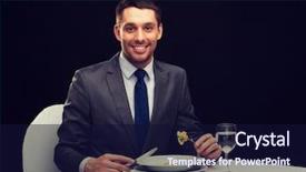  Presentation with main course - PPT theme consisting of holiday concept - smiling man background and a navy blue colored foreground