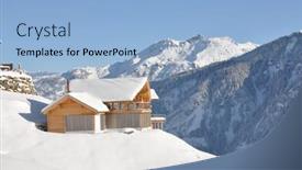  Presentation with switzerland - PPT theme consisting of holiday cottage against snowy alps braunwald switzerland background and a light blue colored foreground
