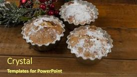  Presentation with powdered - PPT layouts enhanced with holiday-cupcakes-decorated-with-powdered background and a tawny brown colored foreground
