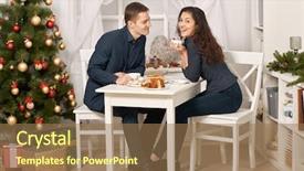  Presentation with romantic christmas - Audience pleasing presentation consisting of holiday decoration new year theme backdrop and a coral colored foreground