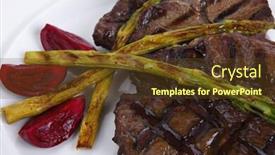  Presentation with holiday bbq - Slide deck enhanced with holiday-evening-dinner-grilled-red background and a tawny brown colored foreground