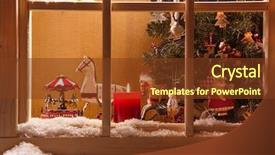  Presentation with candle christmas - Amazing PPT layouts having atmospheric christmas window sill decoration backdrop and a tawny brown colored foreground