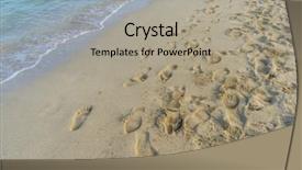  Presentation with footprints - Theme with holiday fine sandy beach background and a light gray colored foreground