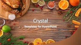  Presentation with turkey - Slide deck consisting of nutrition holiday - composition with whole roasted turkey background and a coral colored foreground