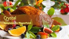  Presentation with duck - Presentation having duck with fruits for christmas background and a tawny brown colored foreground