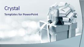  Presentation with gift ribbon - Beautiful presentation design featuring holiday gift in silver box backdrop and a  colored foreground