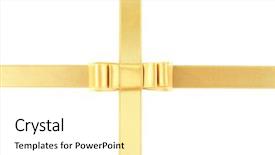  Presentation with black and gold and white - PPT theme with holiday gift wrap - golden ribbon and bow isolated background and a  colored foreground