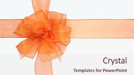  Presentation with orange - Presentation design having holiday gift wrap - orange bow on a white background and a  colored foreground