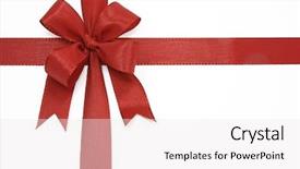  Presentation with fade blue painted red white - Cool new PPT layouts with holiday gift wrap - red bow on a white backdrop and a  colored foreground