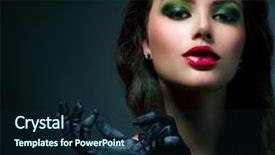  Presentation with green fashion - Colorful presentation design enhanced with beauty fashion glamour girl portrait backdrop and a wine colored foreground